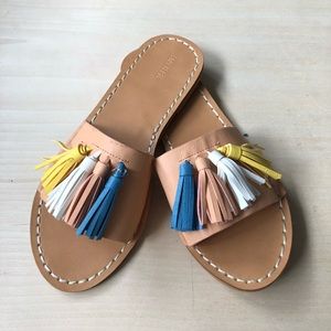 Nude faux leather sandals/slides